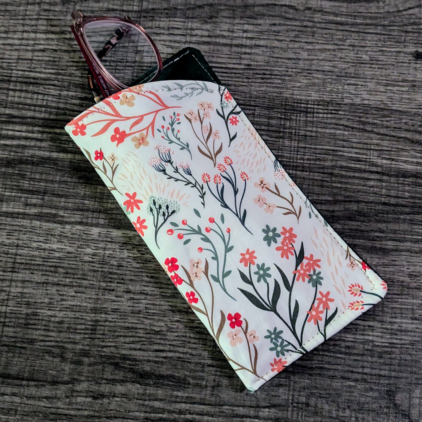 White Wildflower Eyeglass Pouch