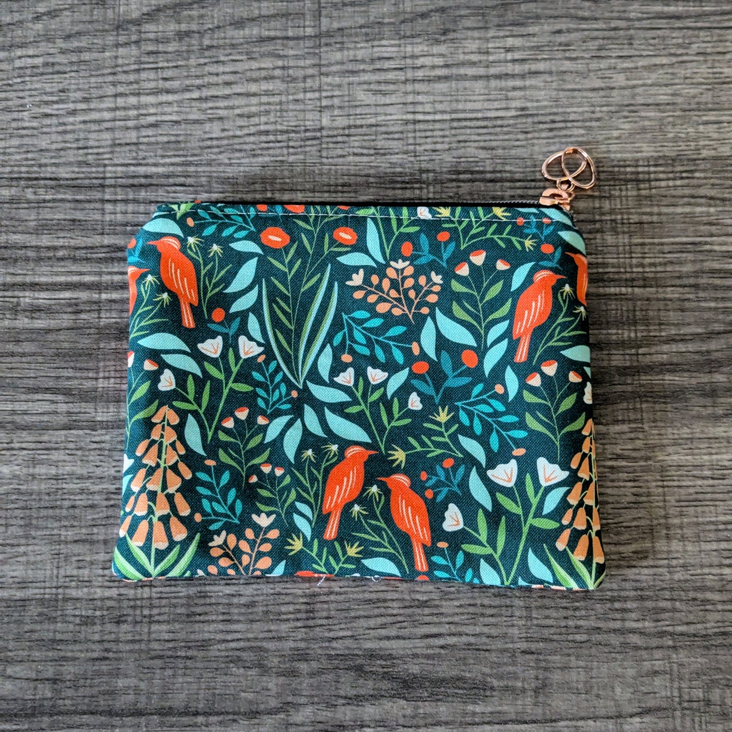 Tropical Floral Cotton Zipper Pouch