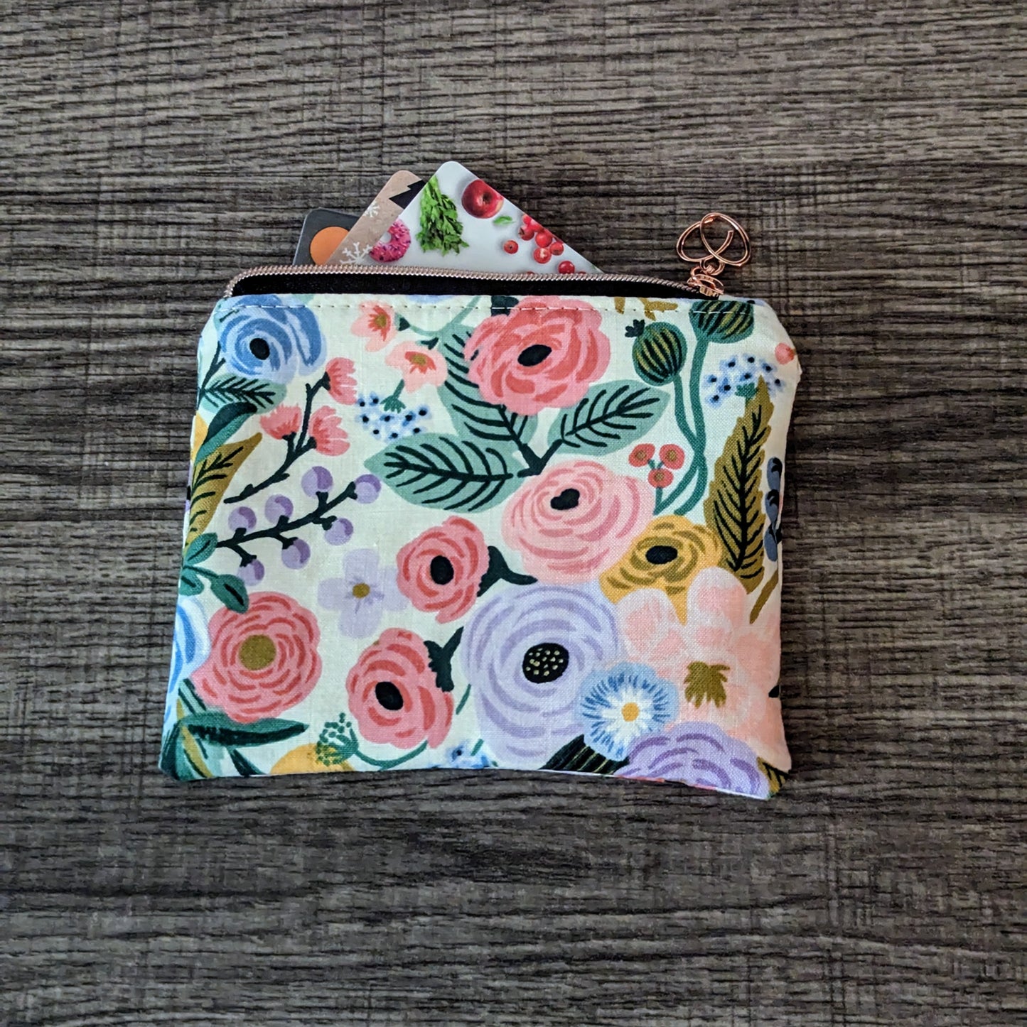 Ivory Floral Cotton Zipper Pouch