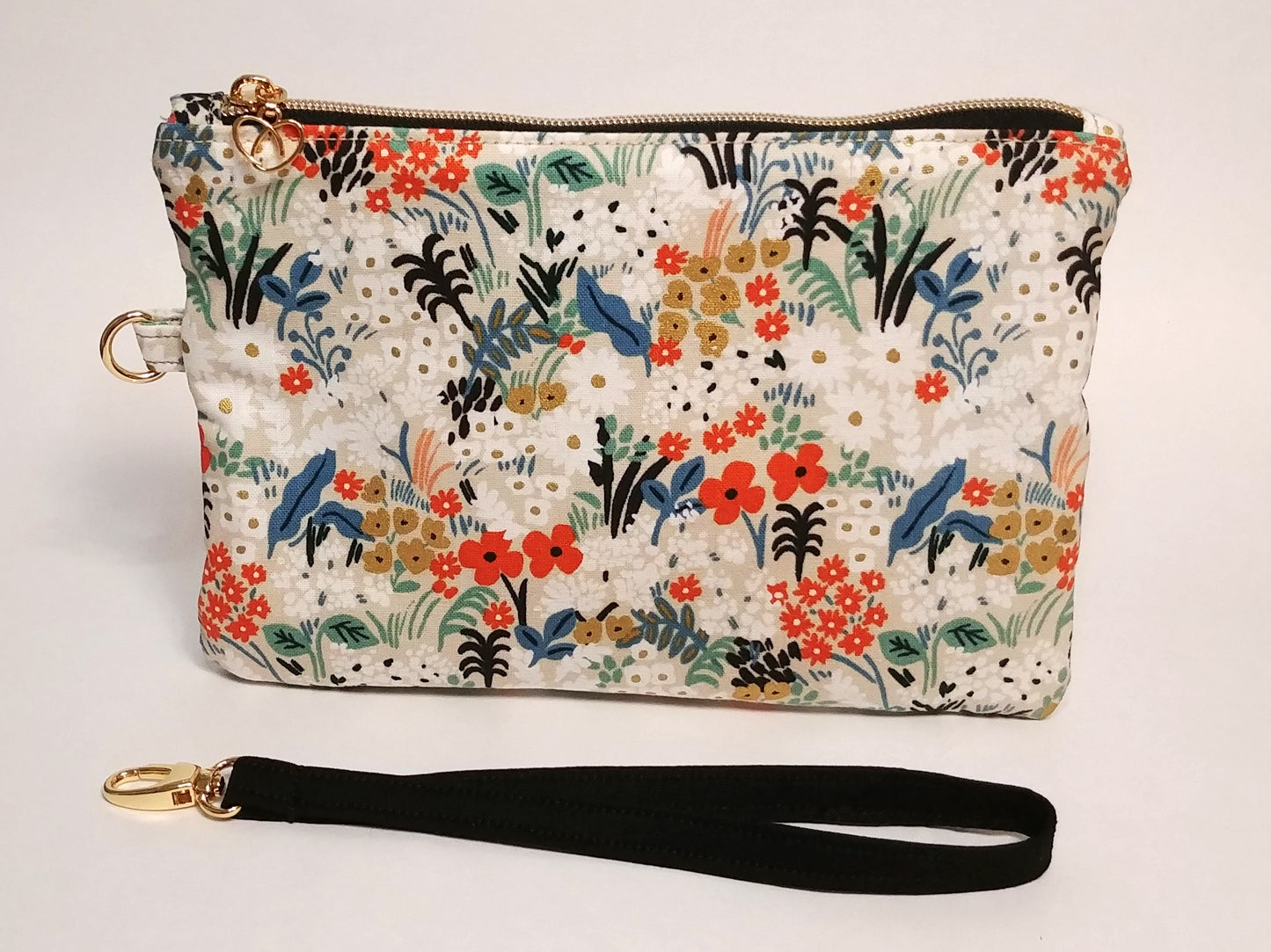 Meadow Floral Natural Canvas Wristlet Clutch
