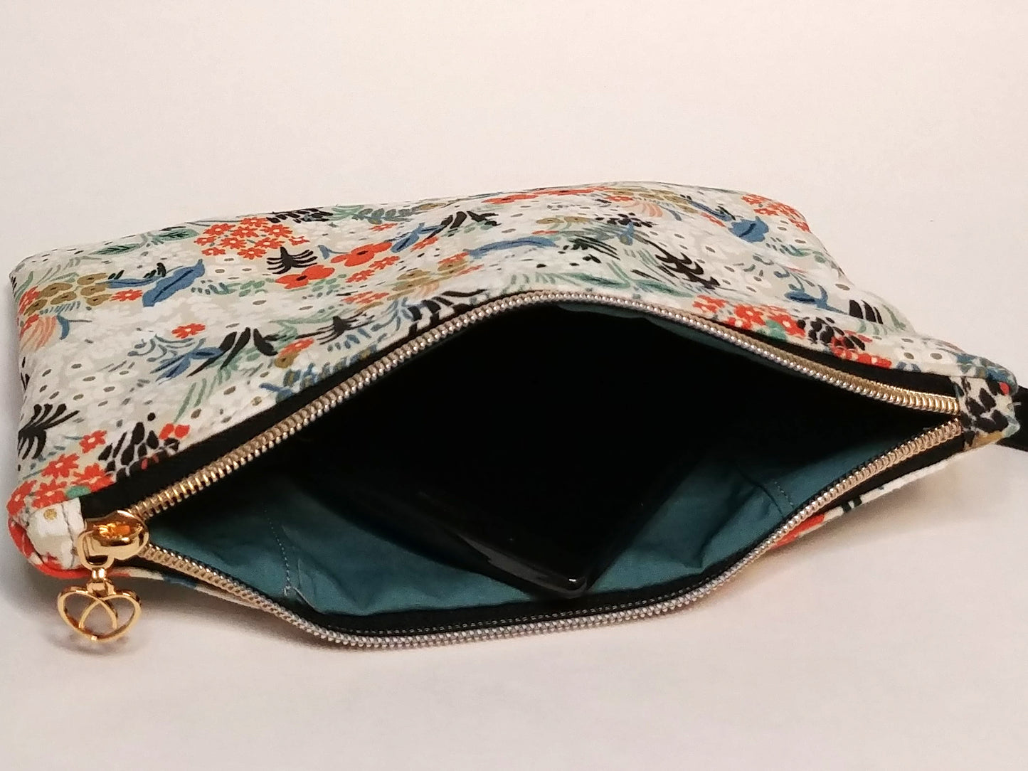 Meadow Floral Natural Canvas Wristlet Clutch