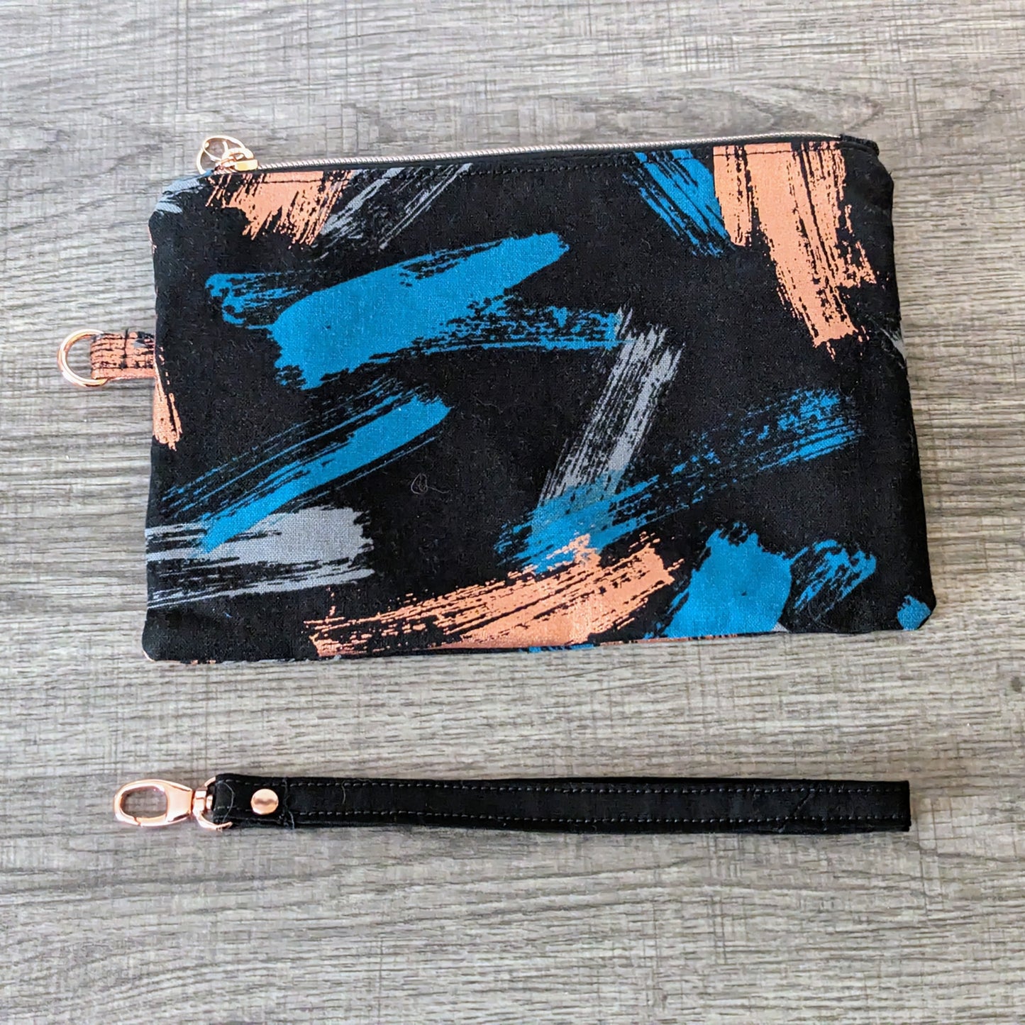 Modern Black Canvas Wristlet Clutch