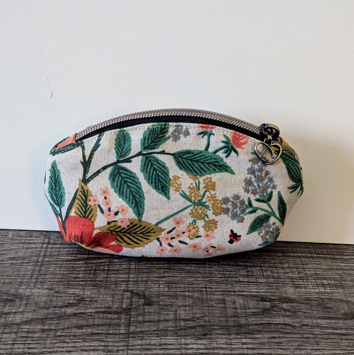 Poppy Floral Natural Canvas Makeup Bag