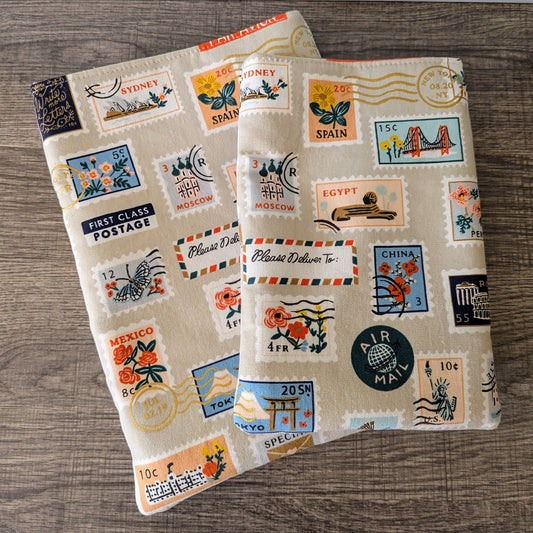 Postage Stamp Canvas Book Sleeve