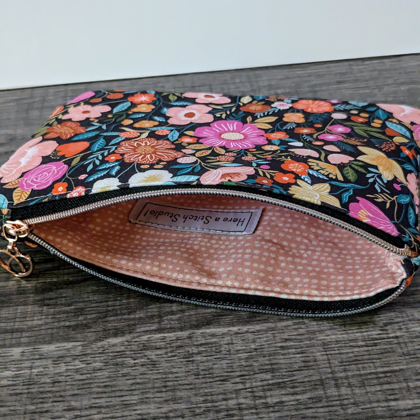 Bright Floral Cotton Zipper Pouch