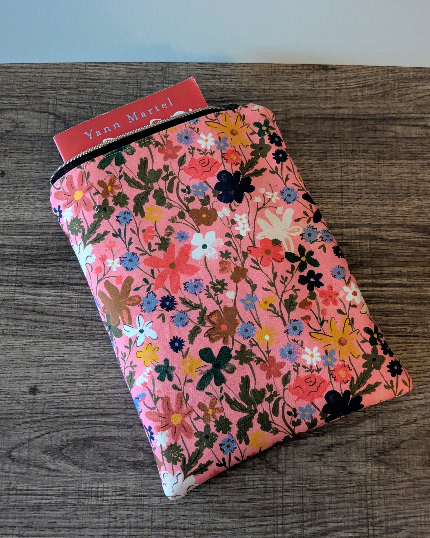 Pink Wildflower Cotton Book & E-Reader Sleeve