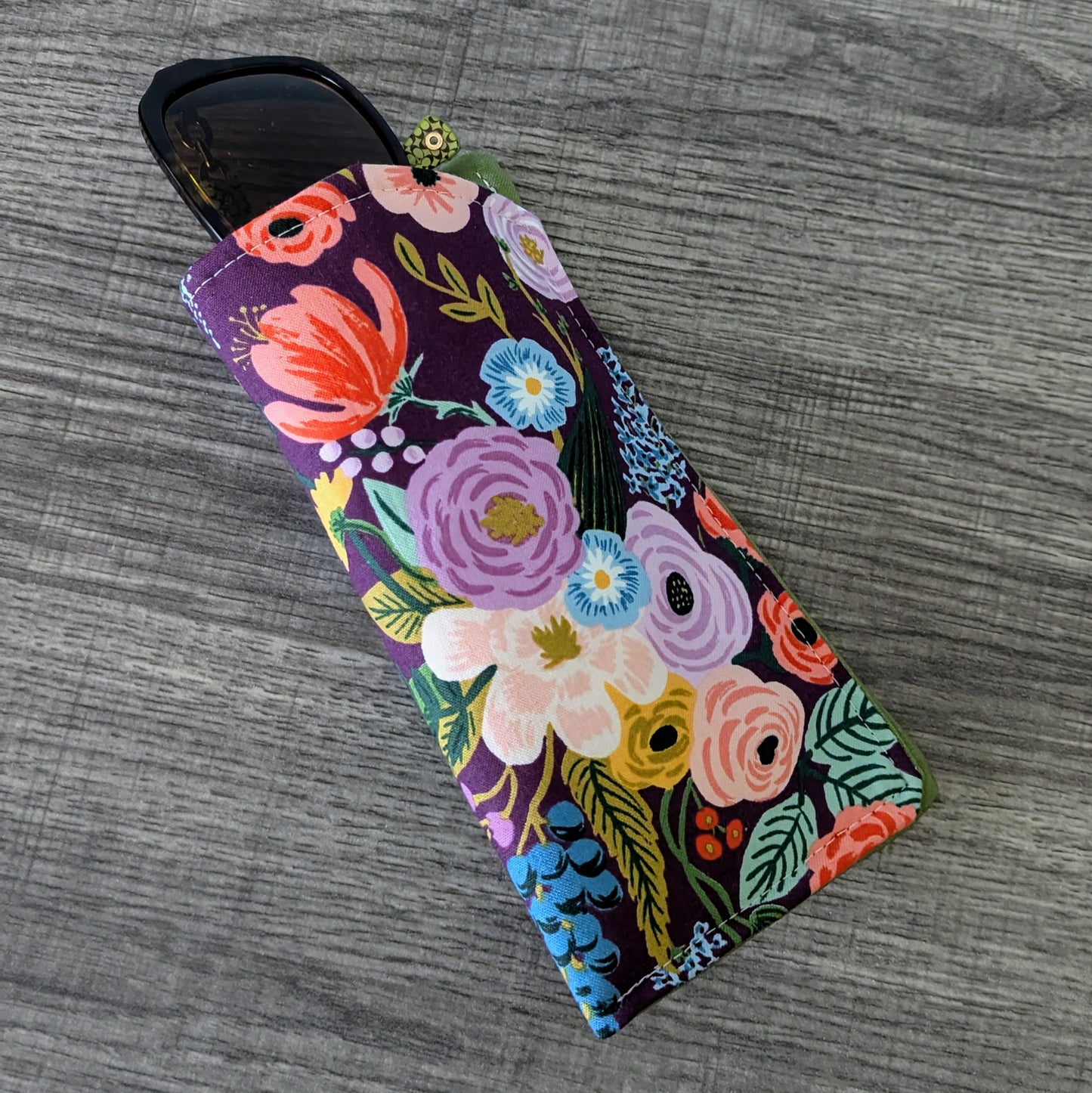 Burgundy Floral Eyeglass Pouch