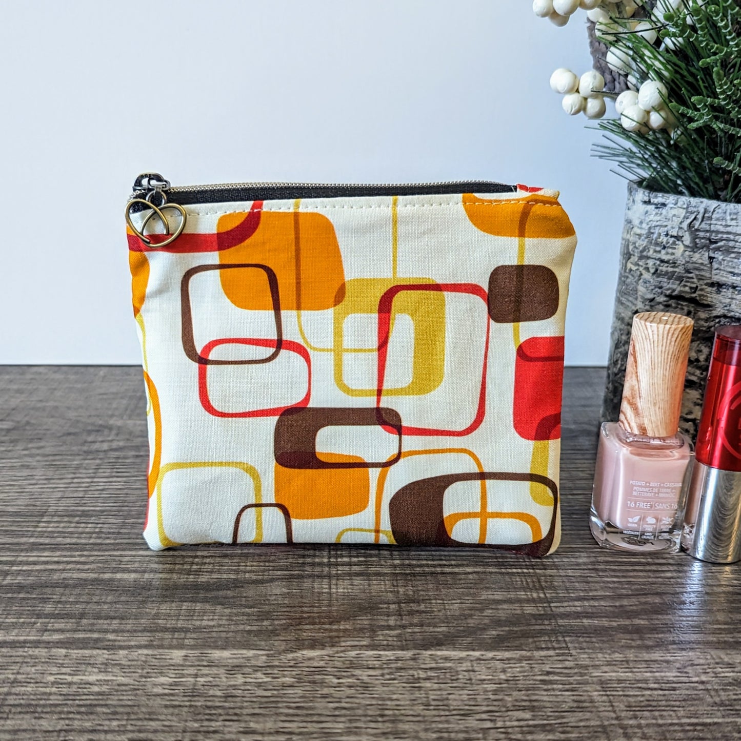 Retro Mod Cotton Zipper Pouch