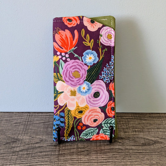 Burgundy Floral Eyeglass Pouch