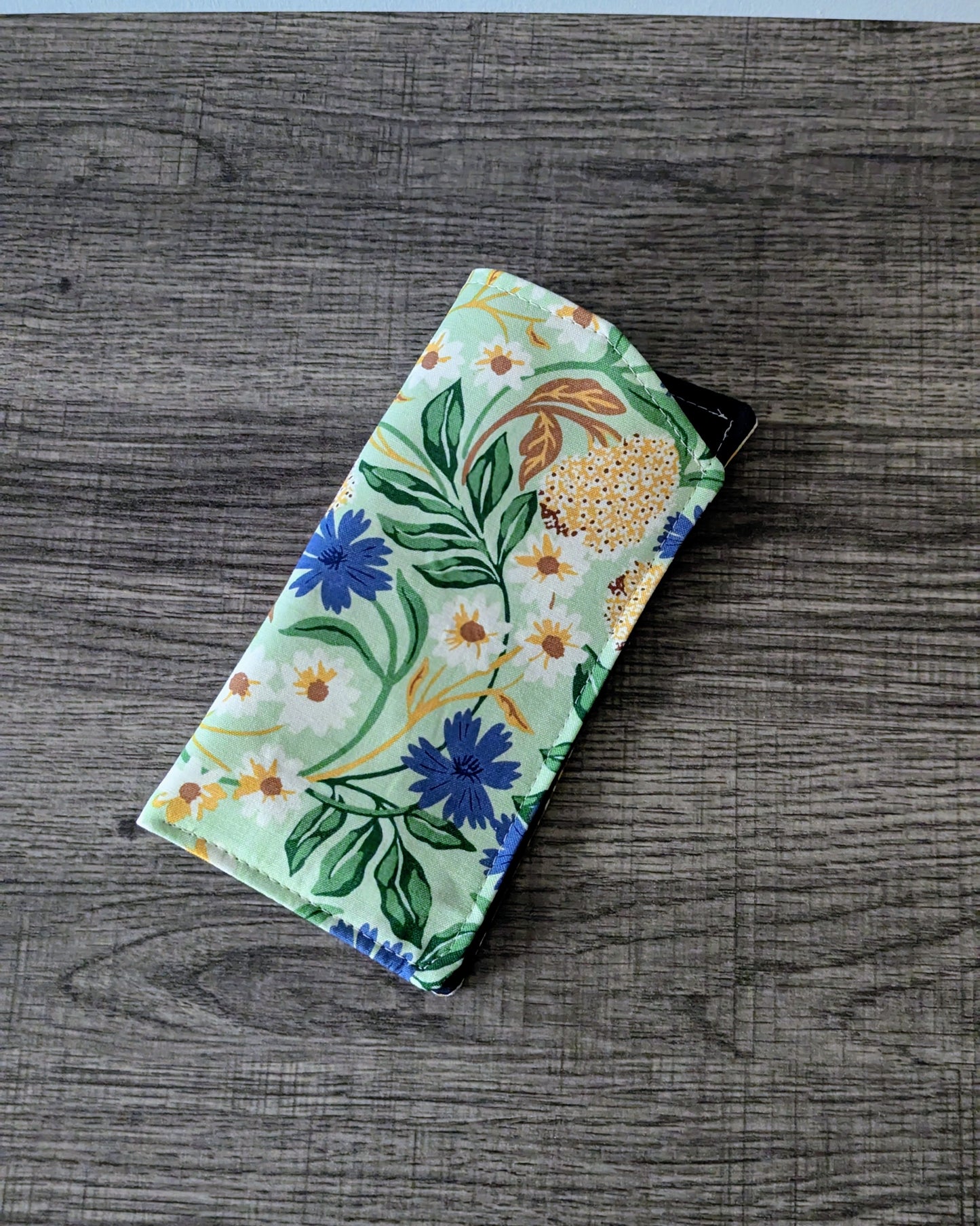 Green Floral Eyeglass Pouch