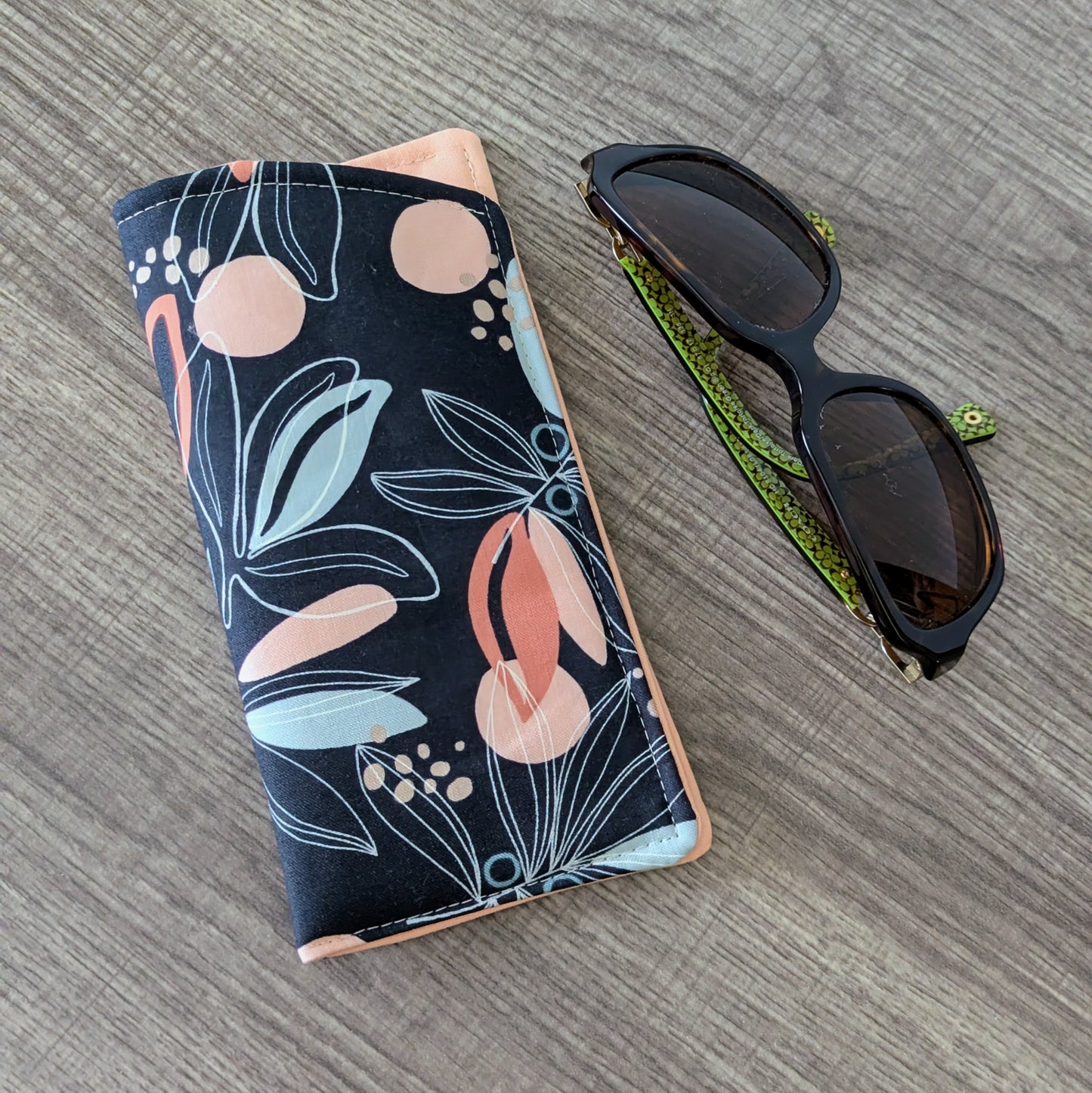 Dark Blue Palm Leaf Eyeglass Pouch