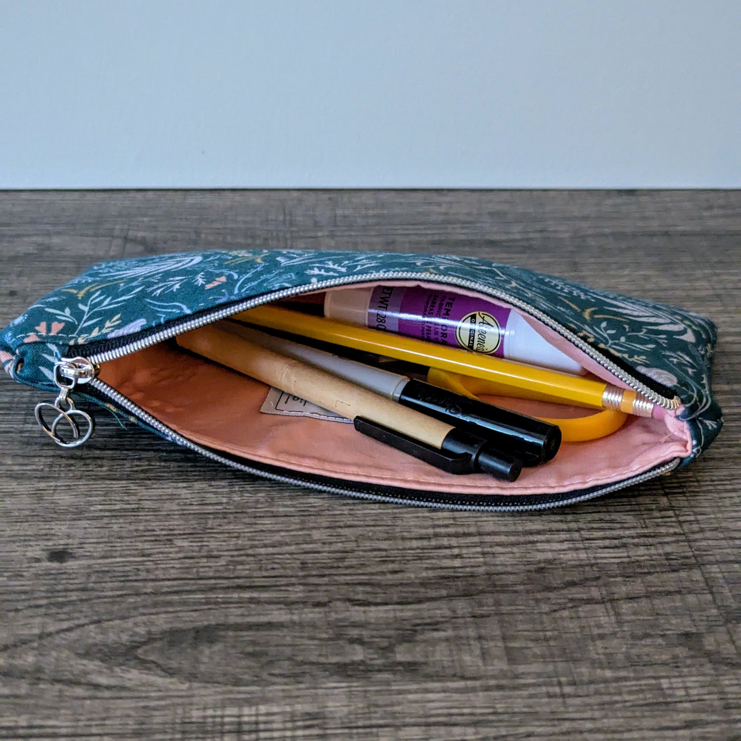 Teal Seaweed Cotton Zipper Pouch