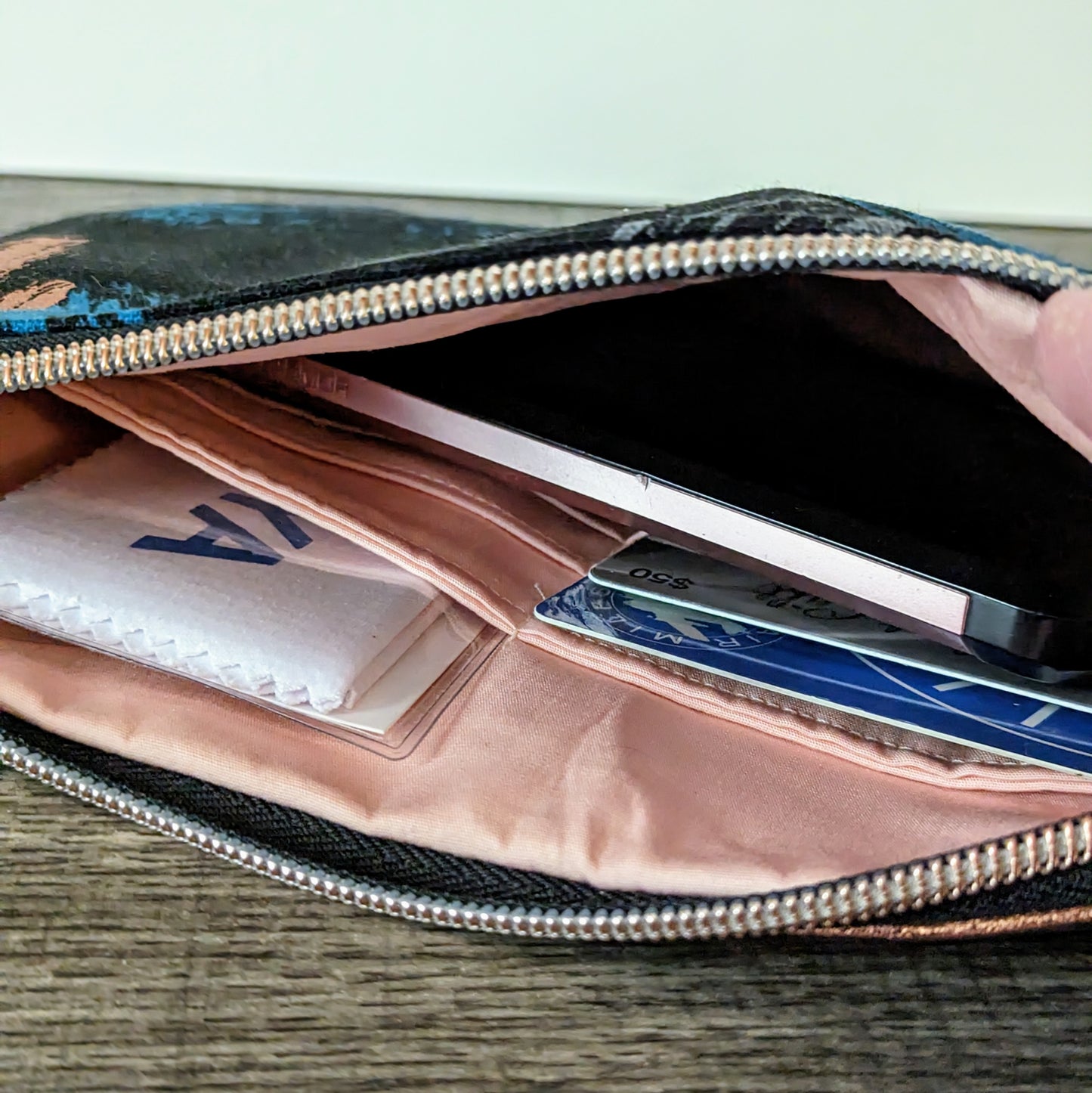 Modern Black Canvas Wristlet Clutch