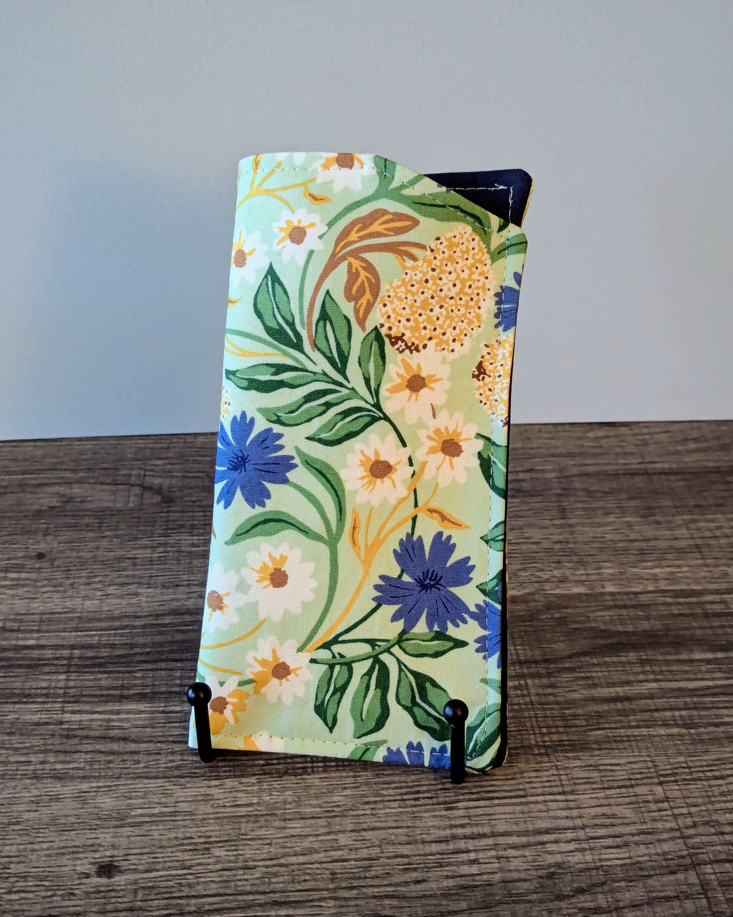 Green Floral Eyeglass Pouch