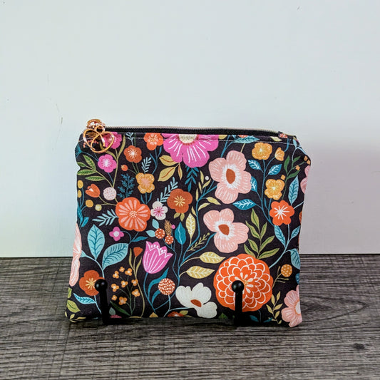 Bright Floral Cotton Zipper Pouch