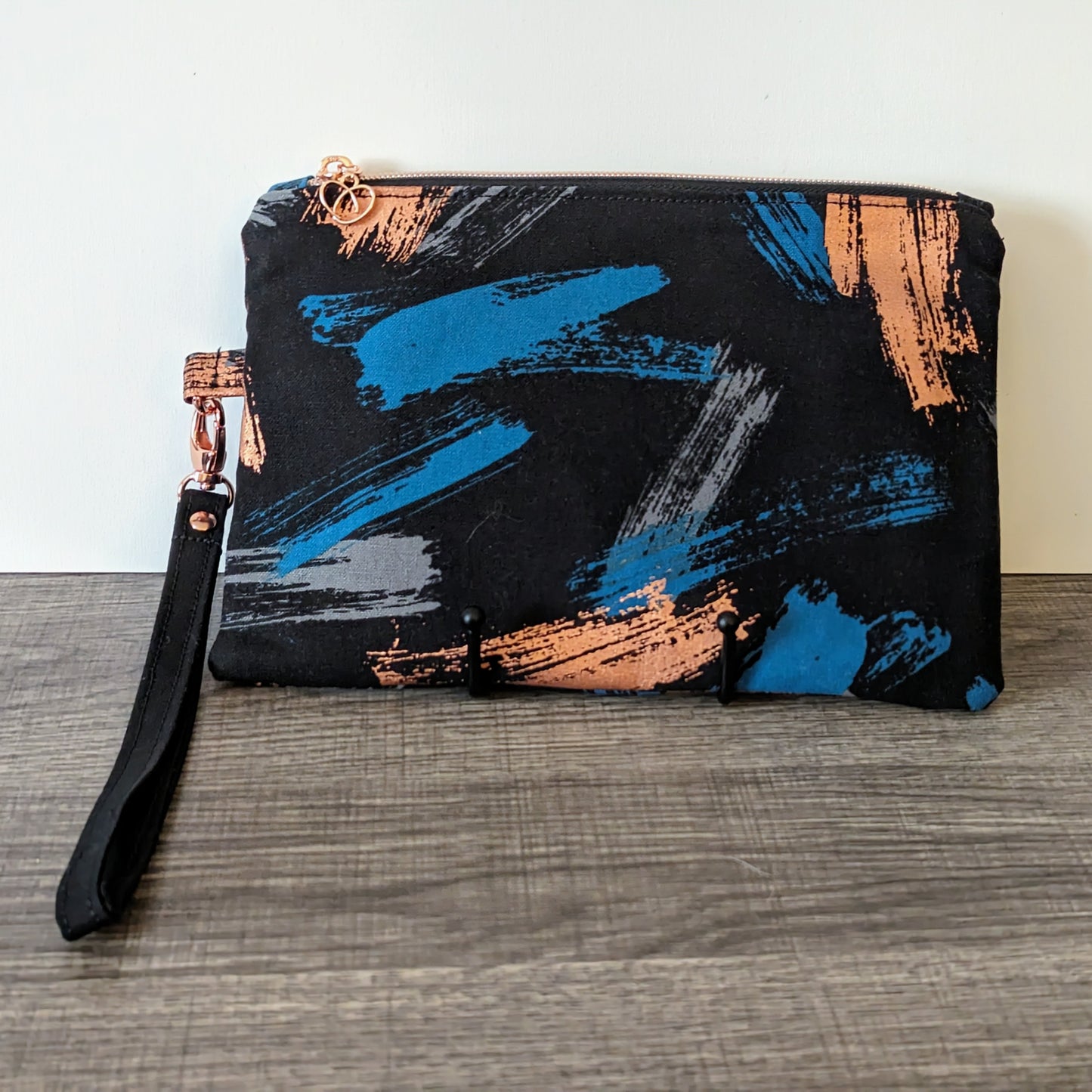 Modern Black Canvas Wristlet Clutch