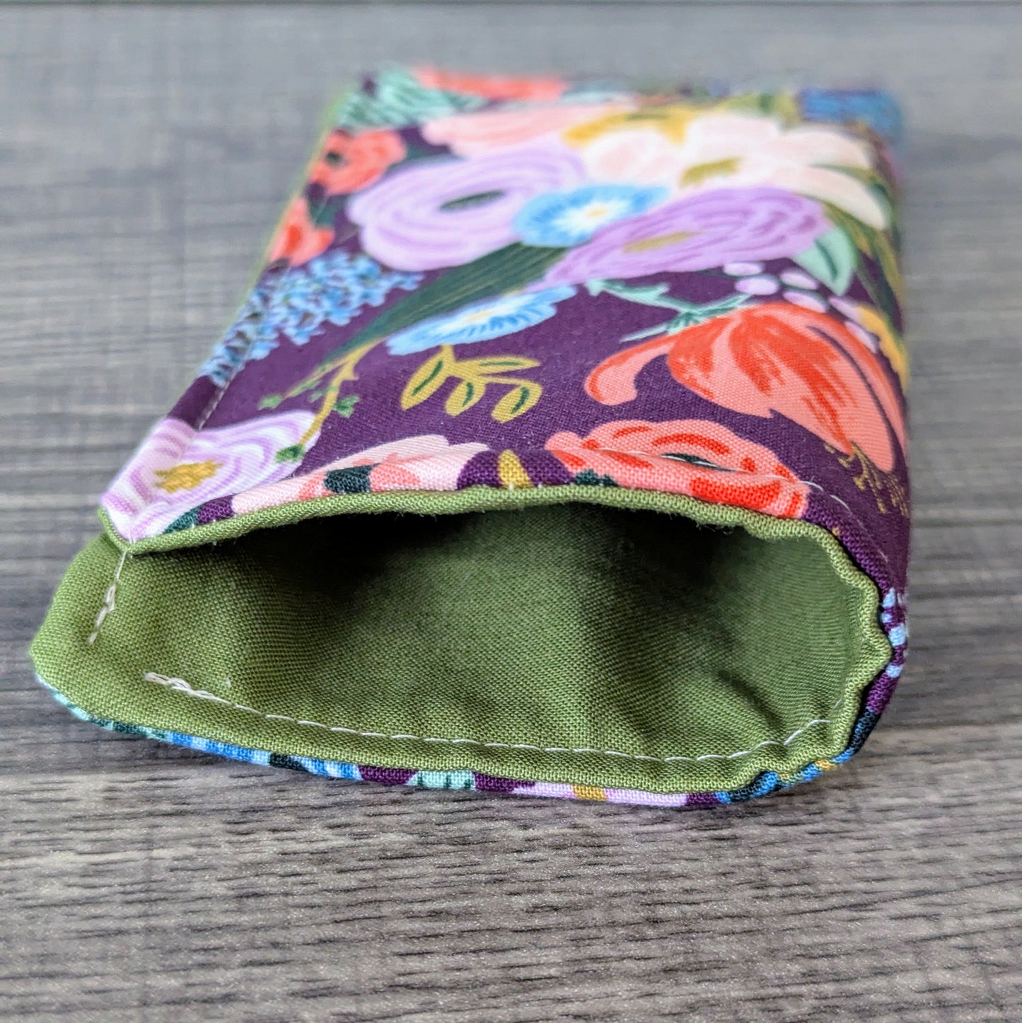 Burgundy Floral Eyeglass Pouch