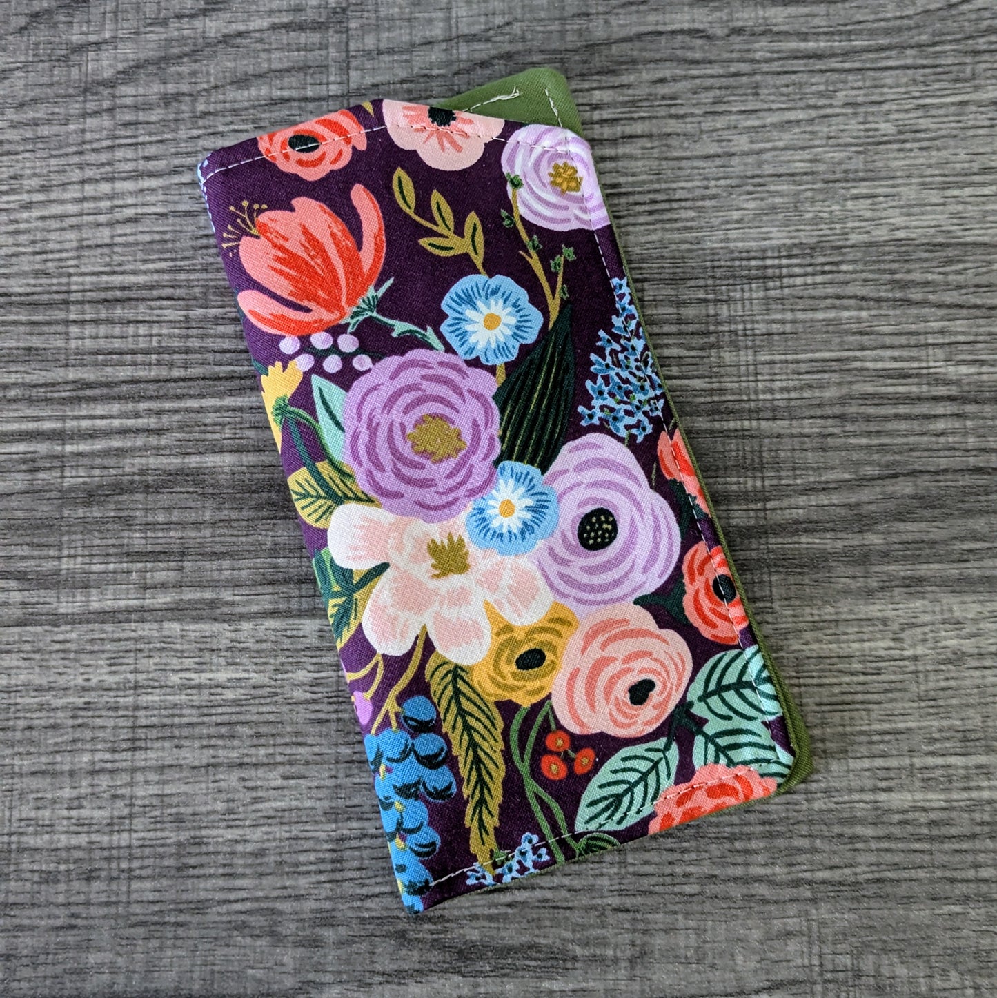 Burgundy Floral Eyeglass Pouch