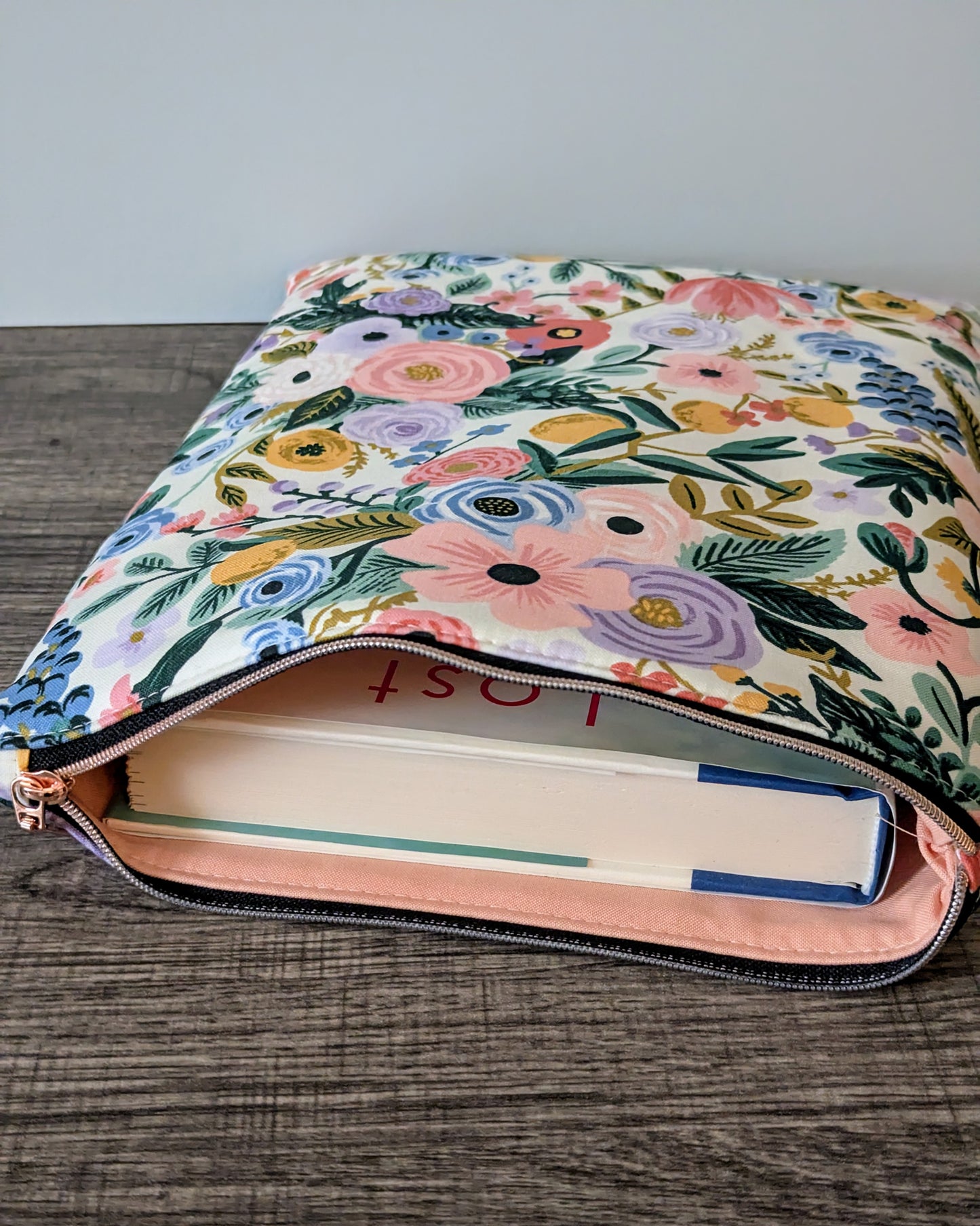 Ivory Floral Cotton Book & E-Reader Sleeve