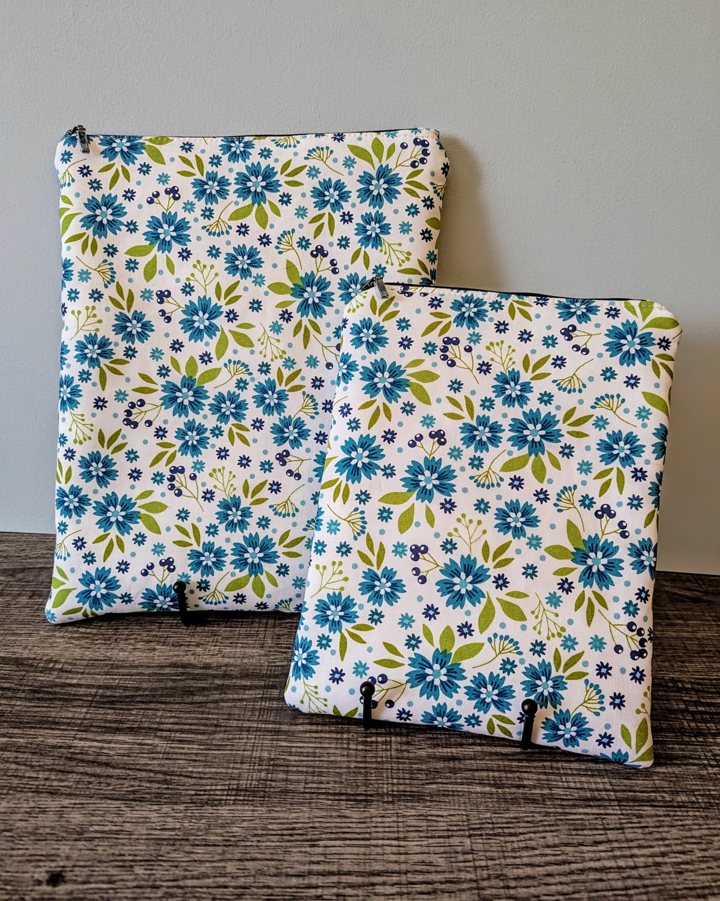 Aqua Wildflowers Cotton Book & E-Reader Sleeve
