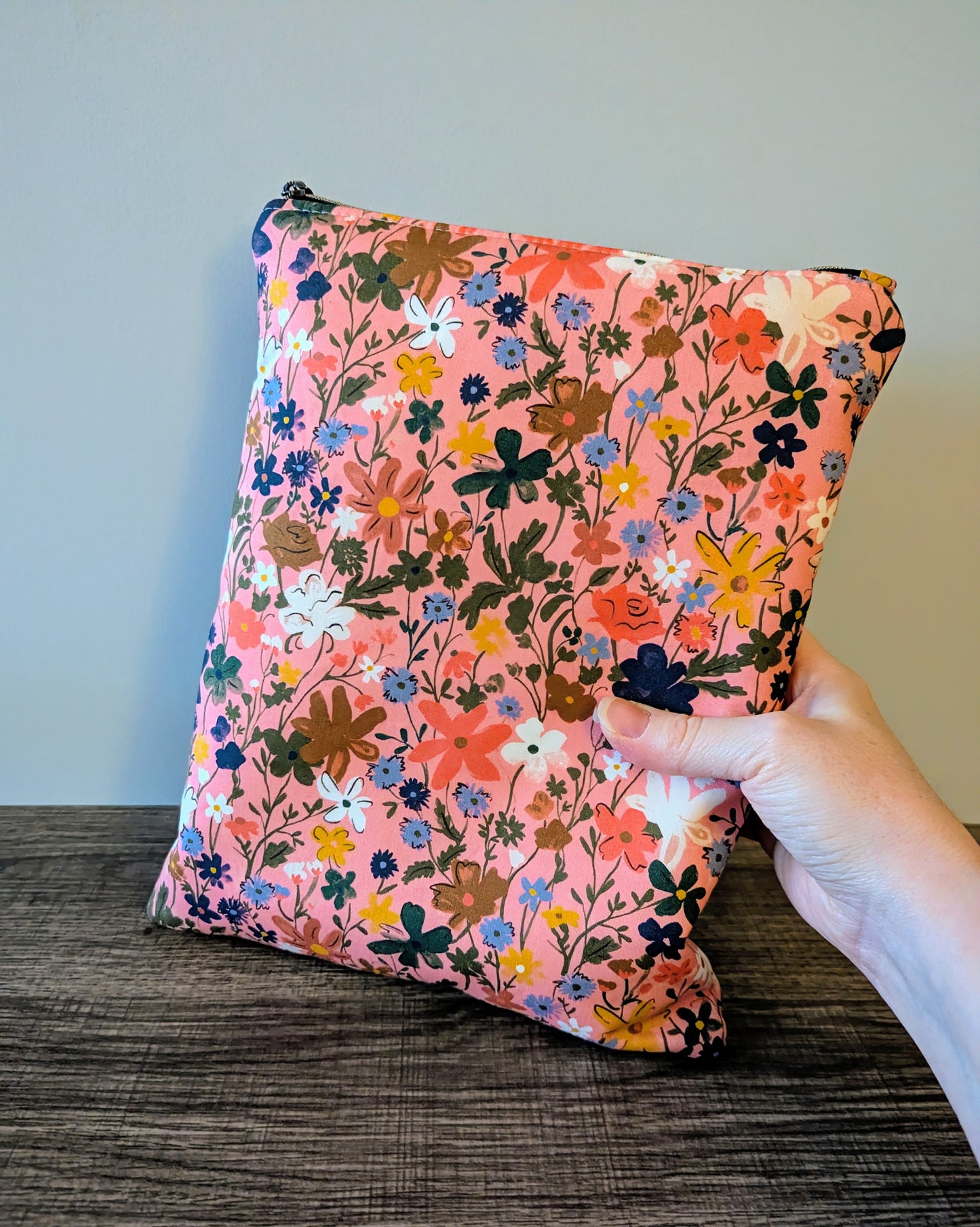 Pink Wildflower Cotton Book & E-Reader Sleeve