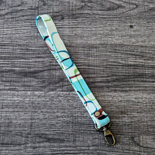 Retro Mod Print Cotton Wrist Lanyard