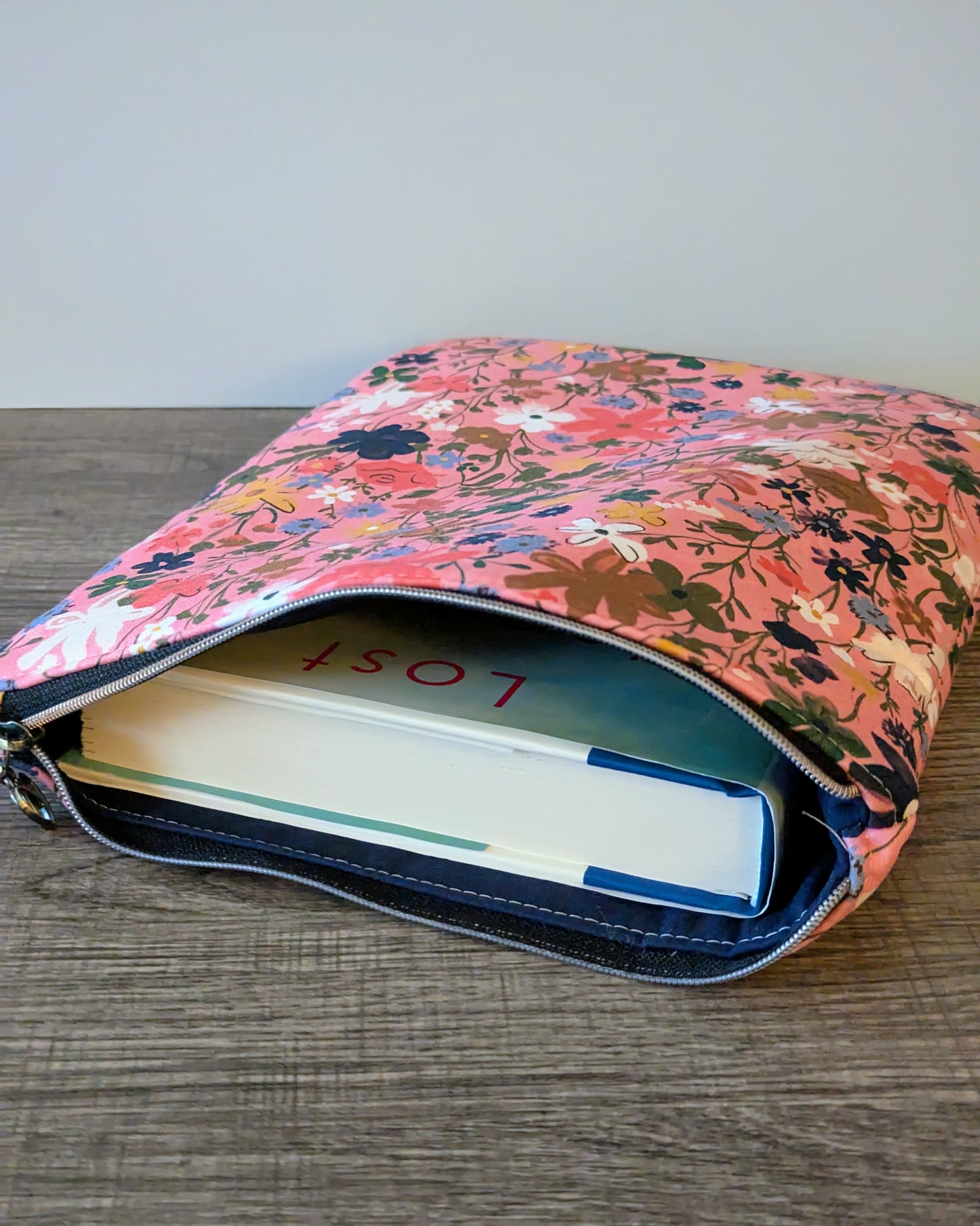 Pink Wildflower Cotton Book & E-Reader Sleeve