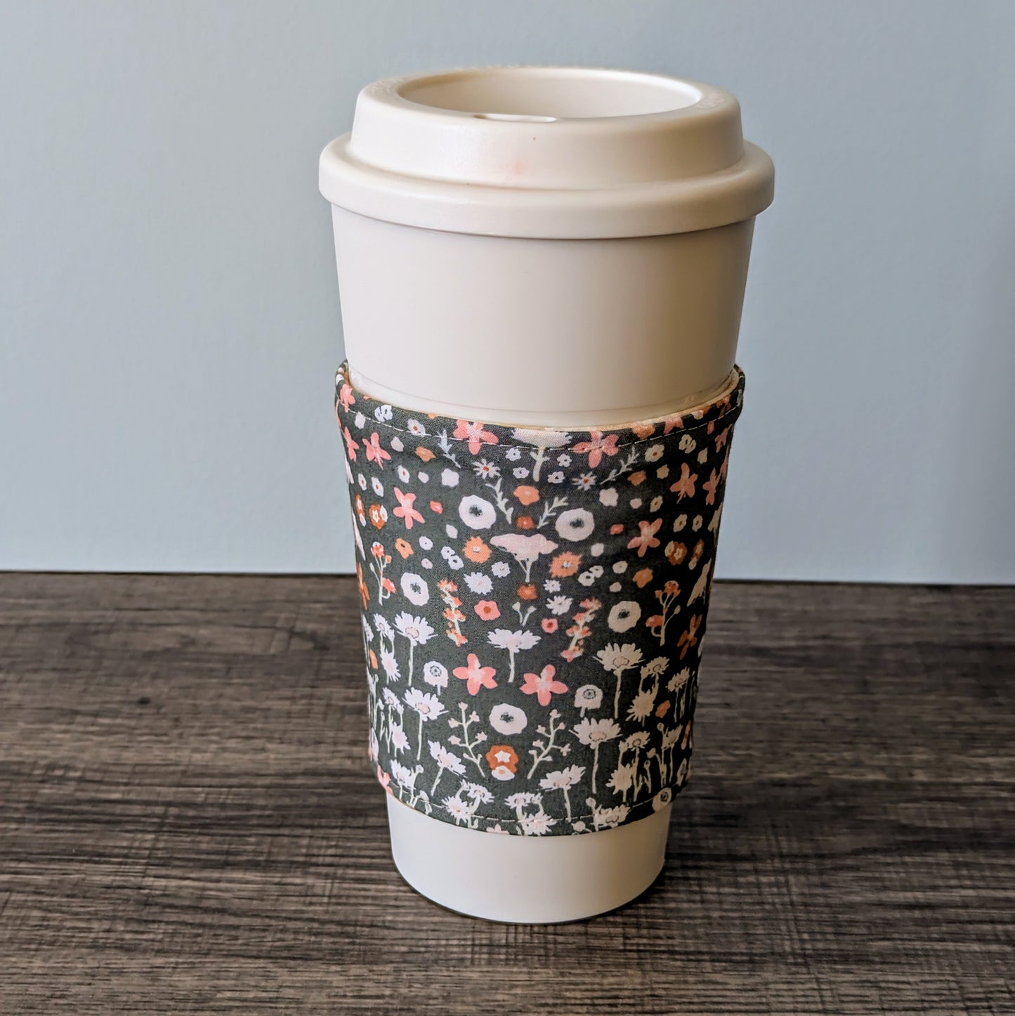 Grey Floral Cup Cozy