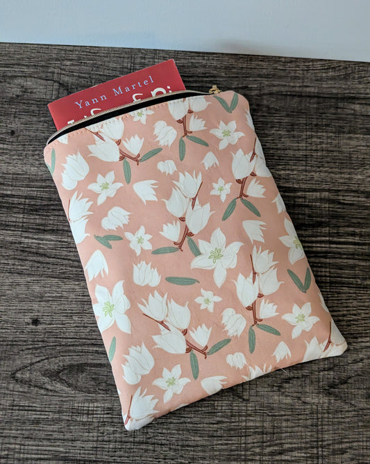 Pink Floral Cotton Book & E-Reader Sleeve