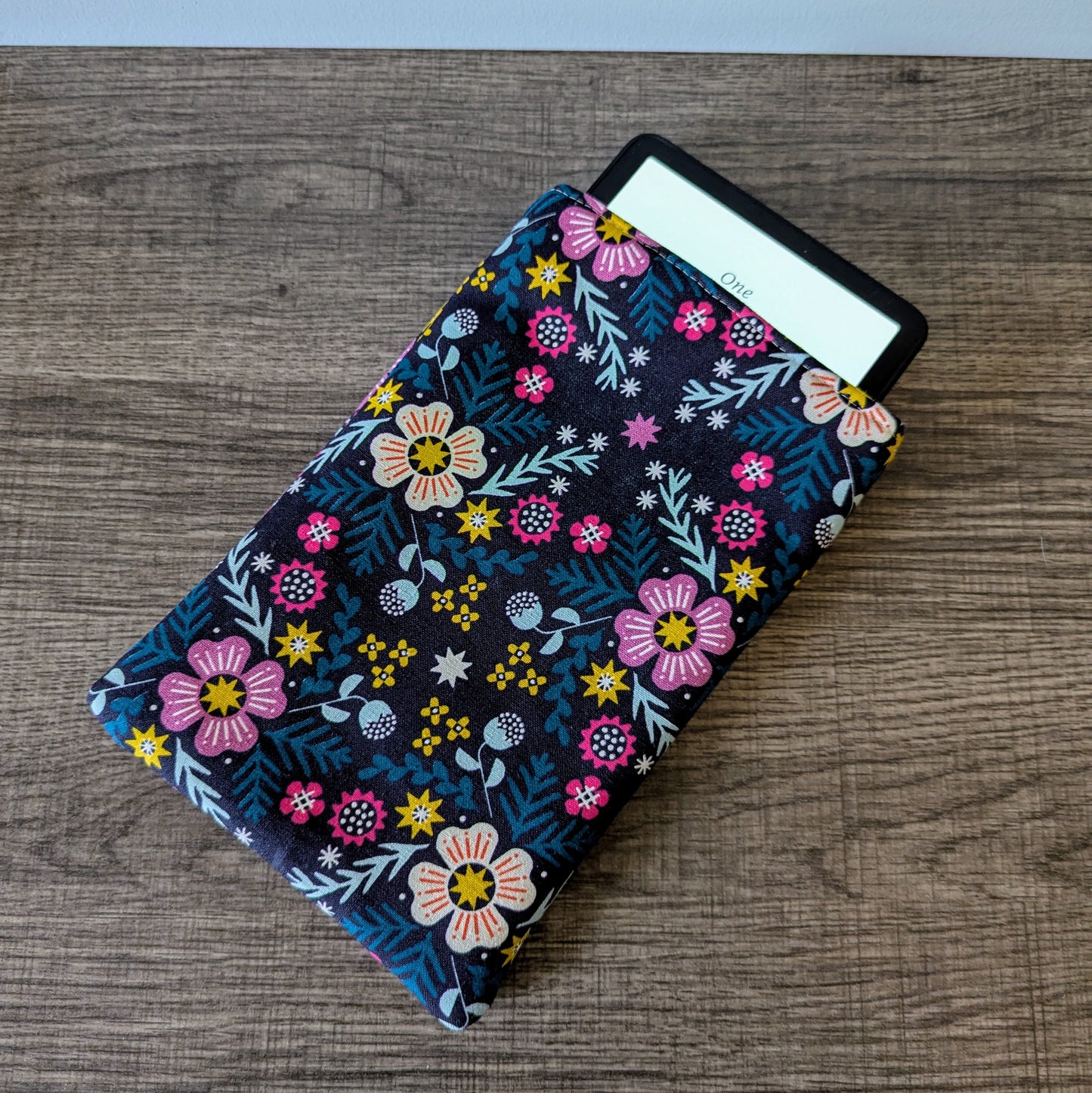 Bright Floral Eggplant Canvas Book Sleeve