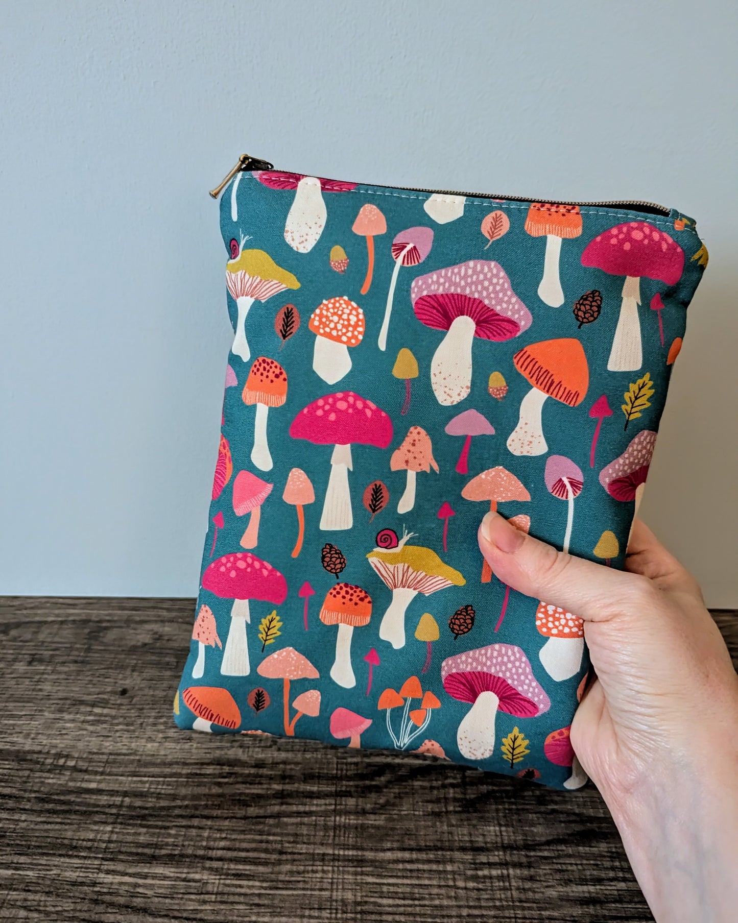Mushroom Cotton Book & E-Reader Sleeve