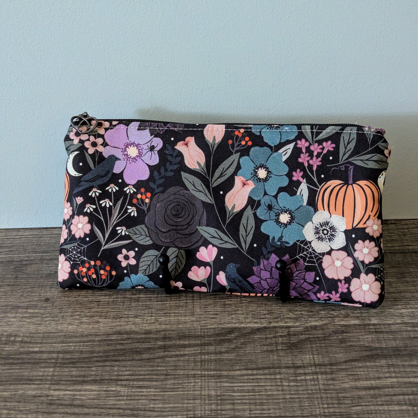 Gothic Floral Cotton Zipper Pouch