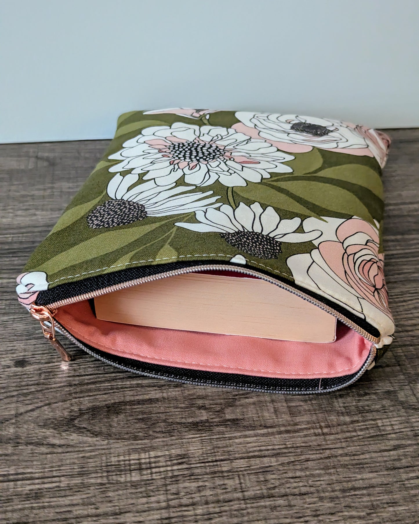 Green Floral Cotton Book & E-Reader Sleeve