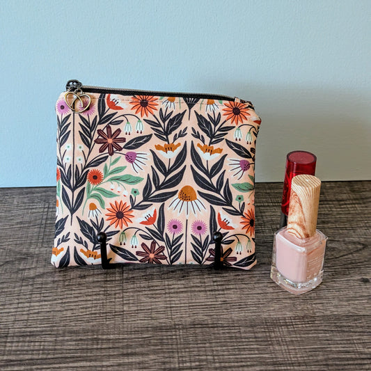 Modern Wildflower Cotton Zipper Pouch