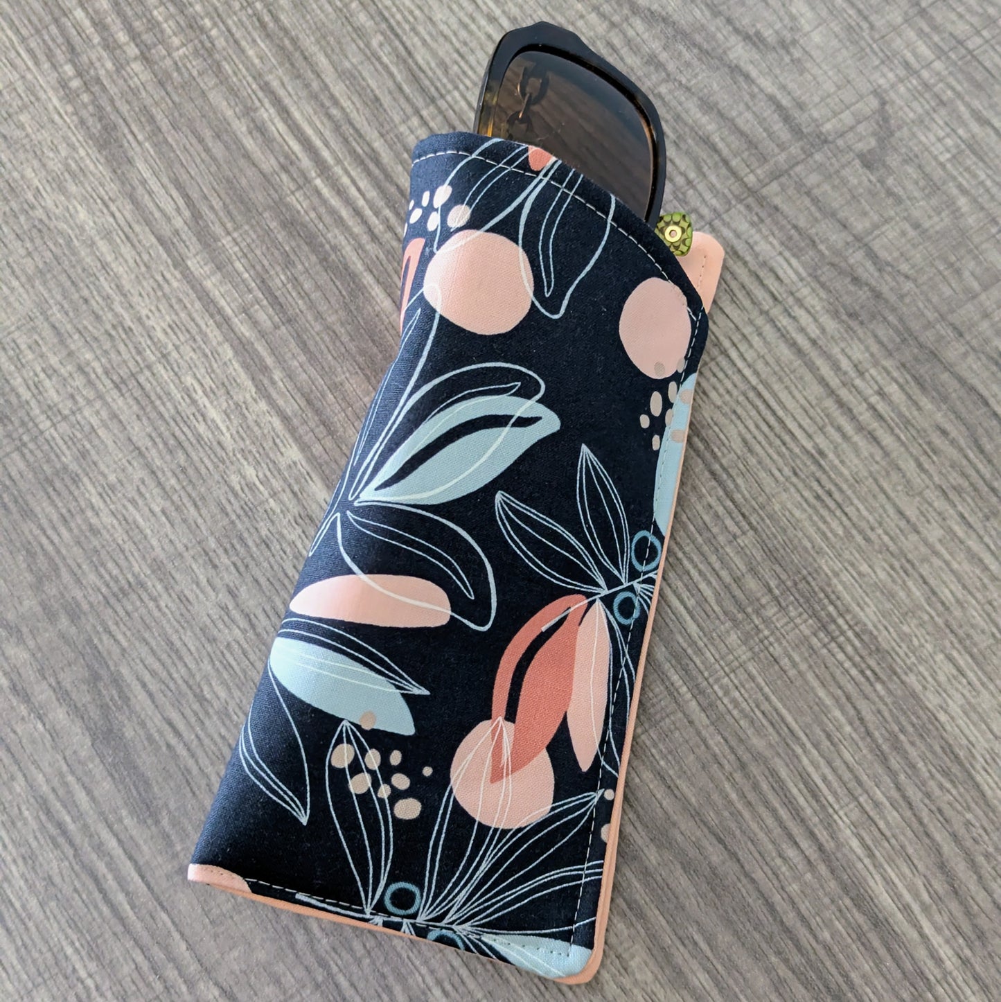 Dark Blue Palm Leaf Eyeglass Pouch