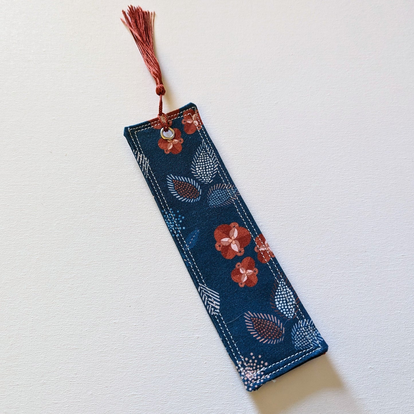 Blue Modern Floral Cotton Bookmark