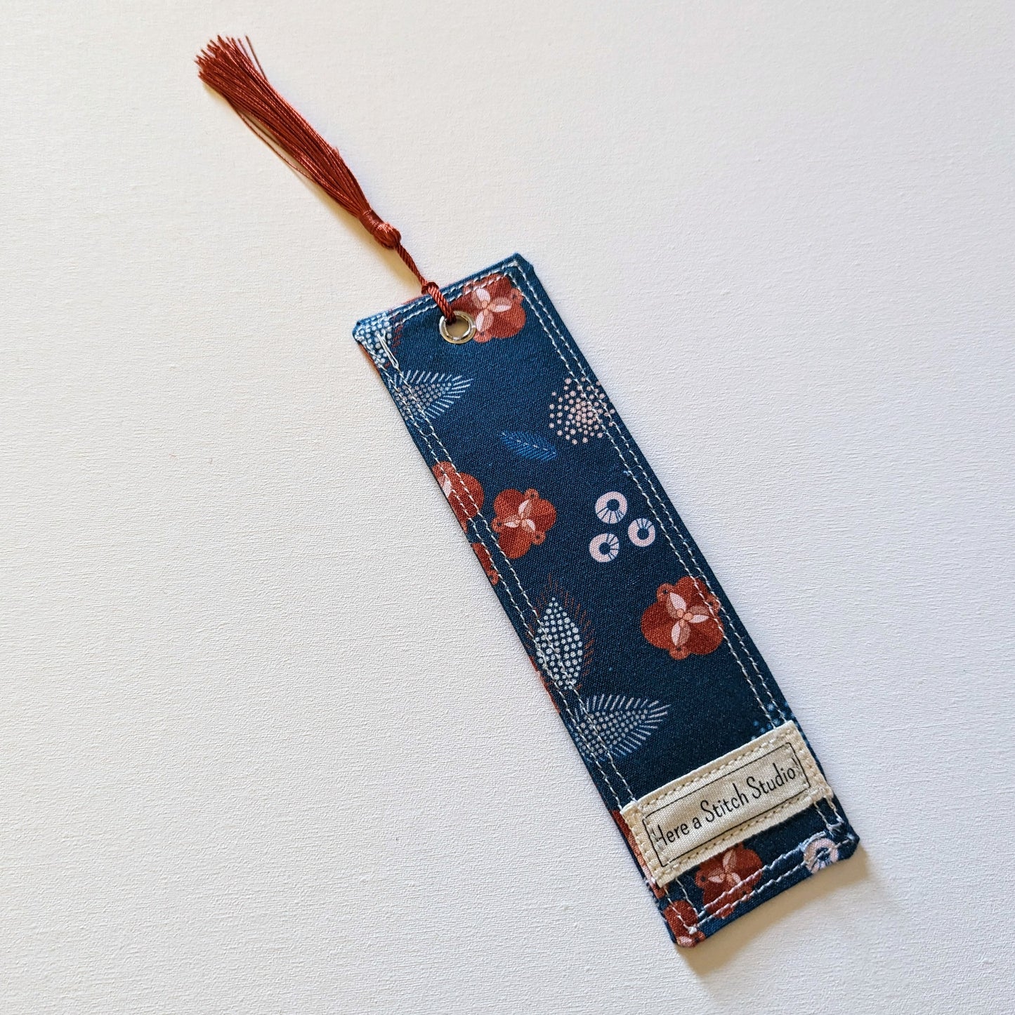 Blue Modern Floral Cotton Bookmark