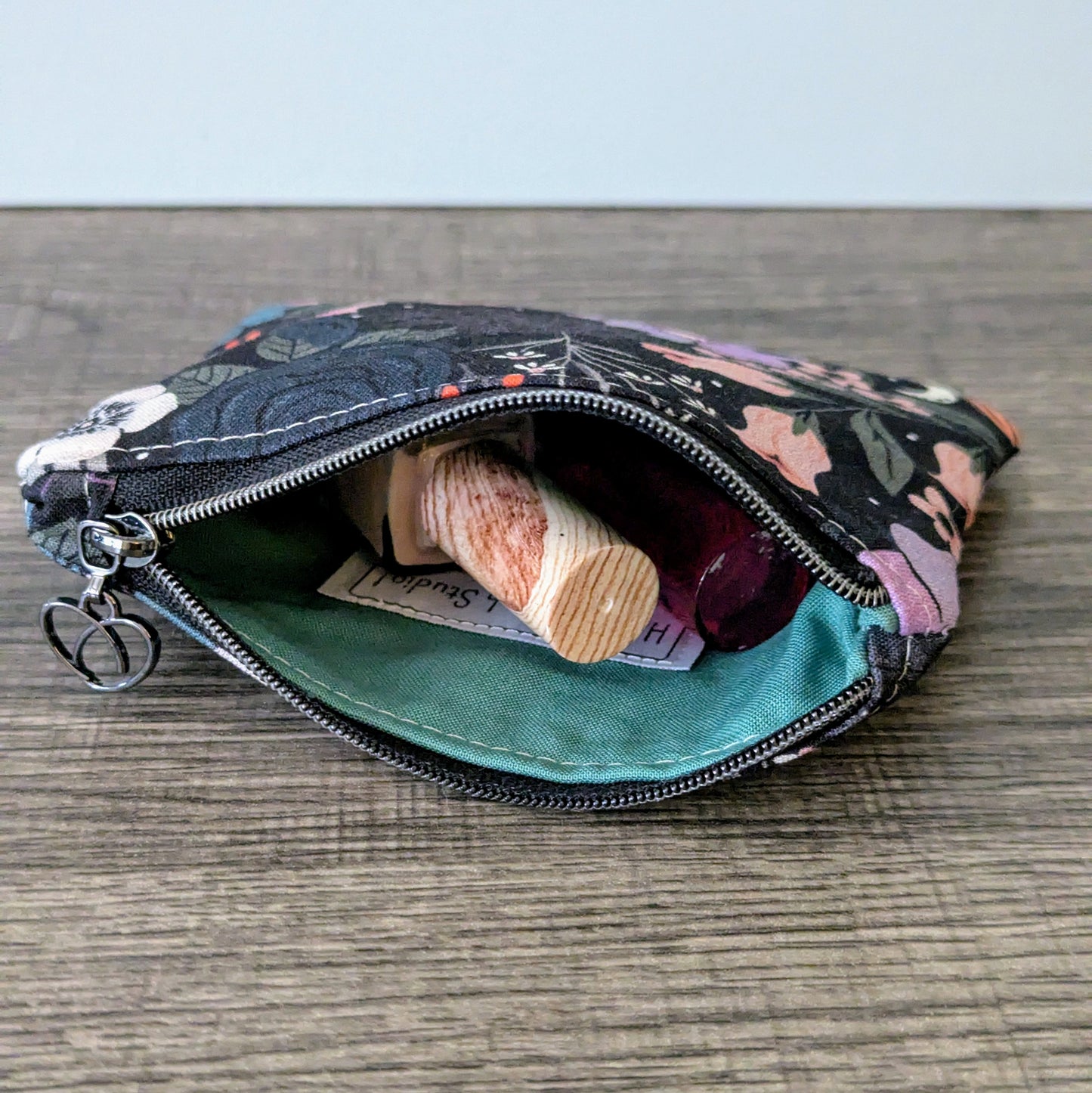 Gothic Floral Cotton Zipper Pouch