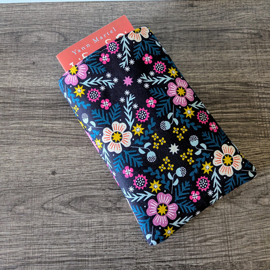 Bright Floral Eggplant Canvas Book Sleeve