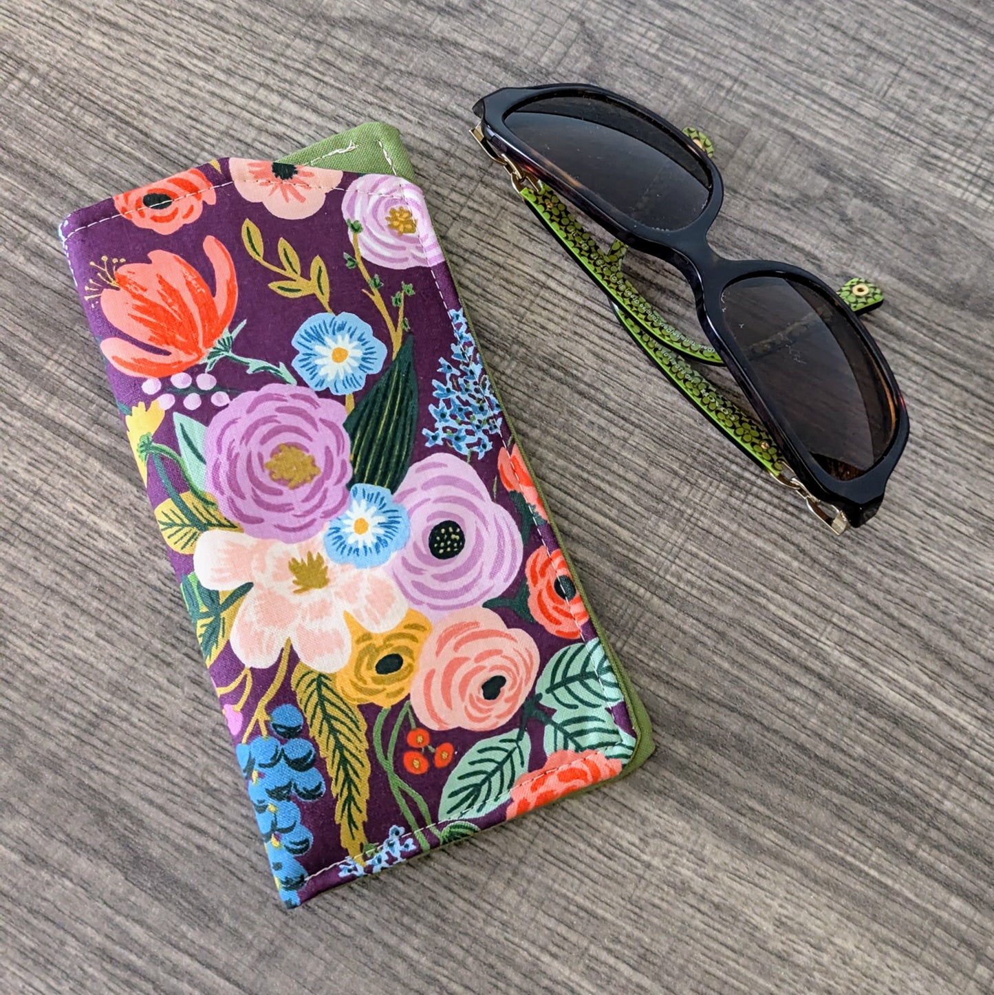 Burgundy Floral Eyeglass Pouch