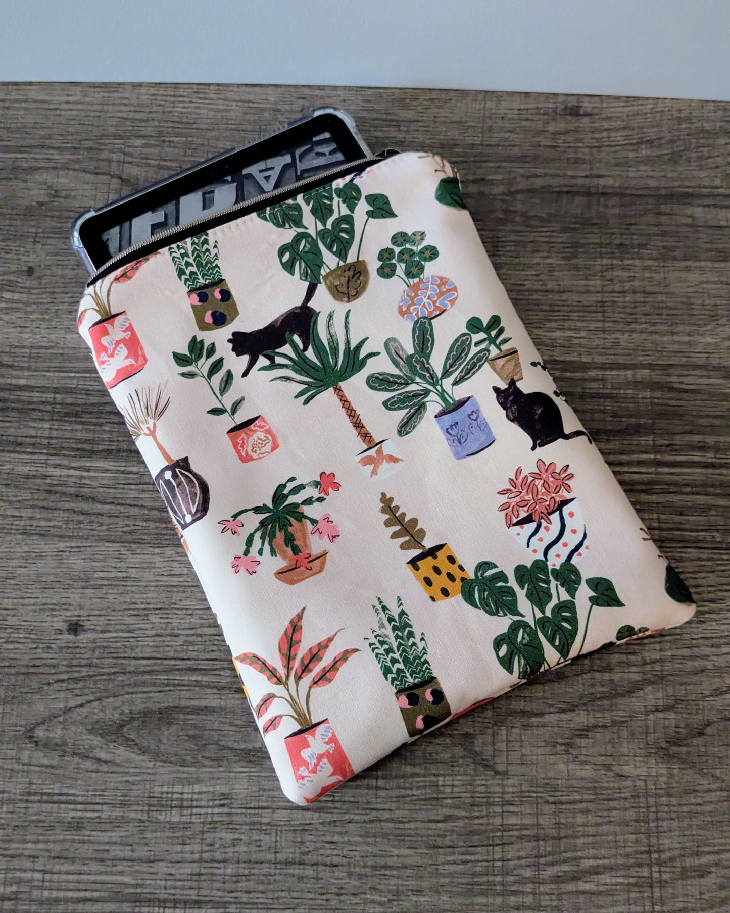 Cats & Plants Cotton Book & E-Reader Sleeve