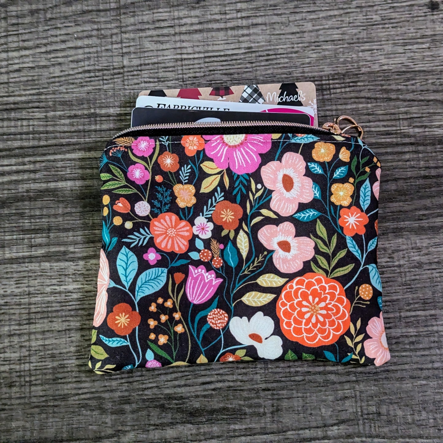 Bright Floral Cotton Zipper Pouch