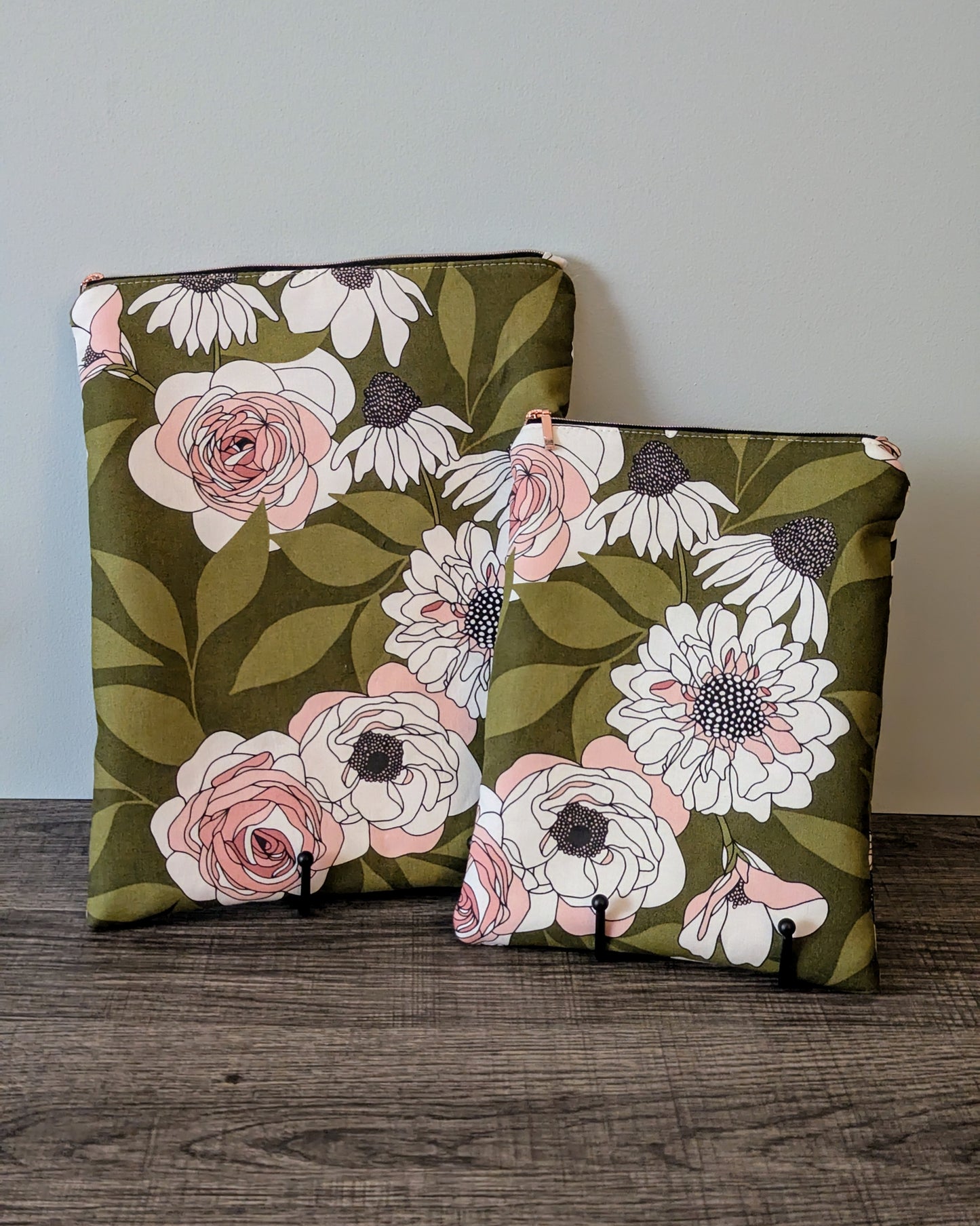Green Floral Cotton Book & E-Reader Sleeve