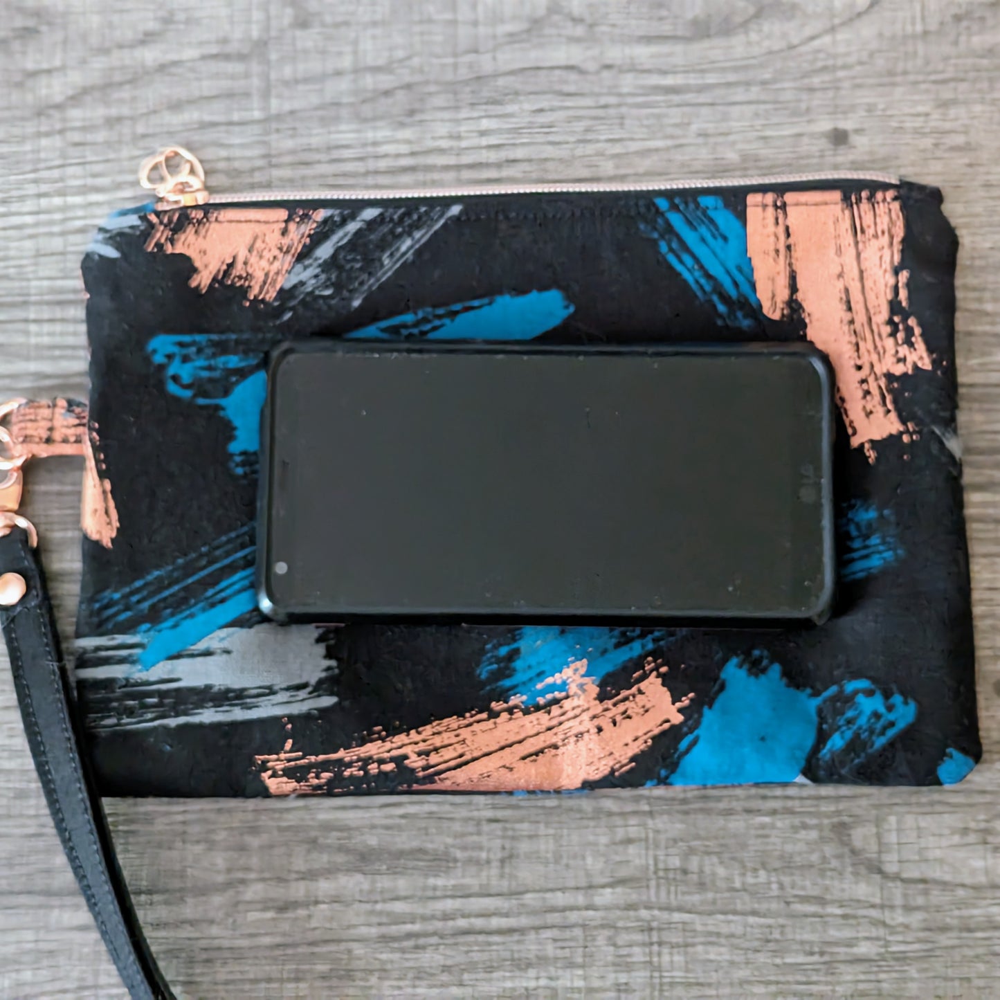 Modern Black Canvas Wristlet Clutch