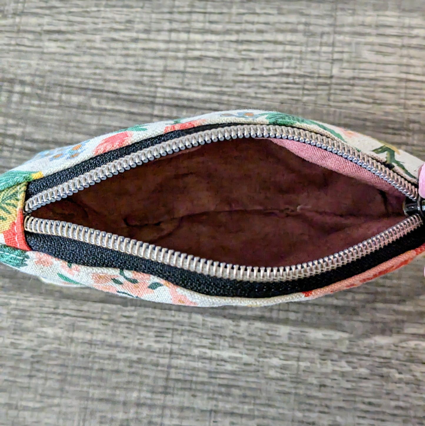 Poppy Floral Natural Canvas Makeup Bag