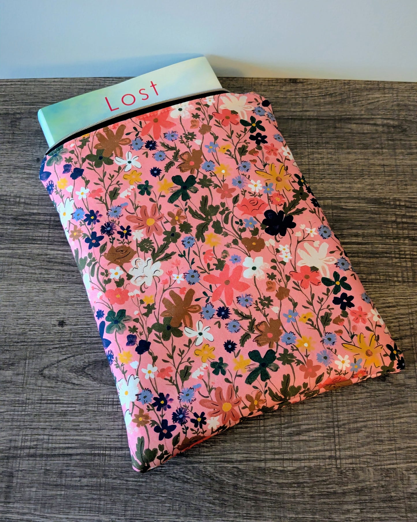 Pink Wildflower Cotton Book & E-Reader Sleeve