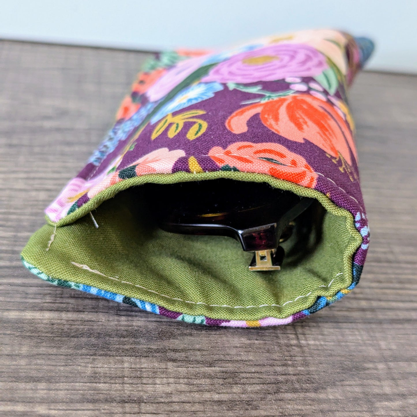 Burgundy Floral Eyeglass Pouch