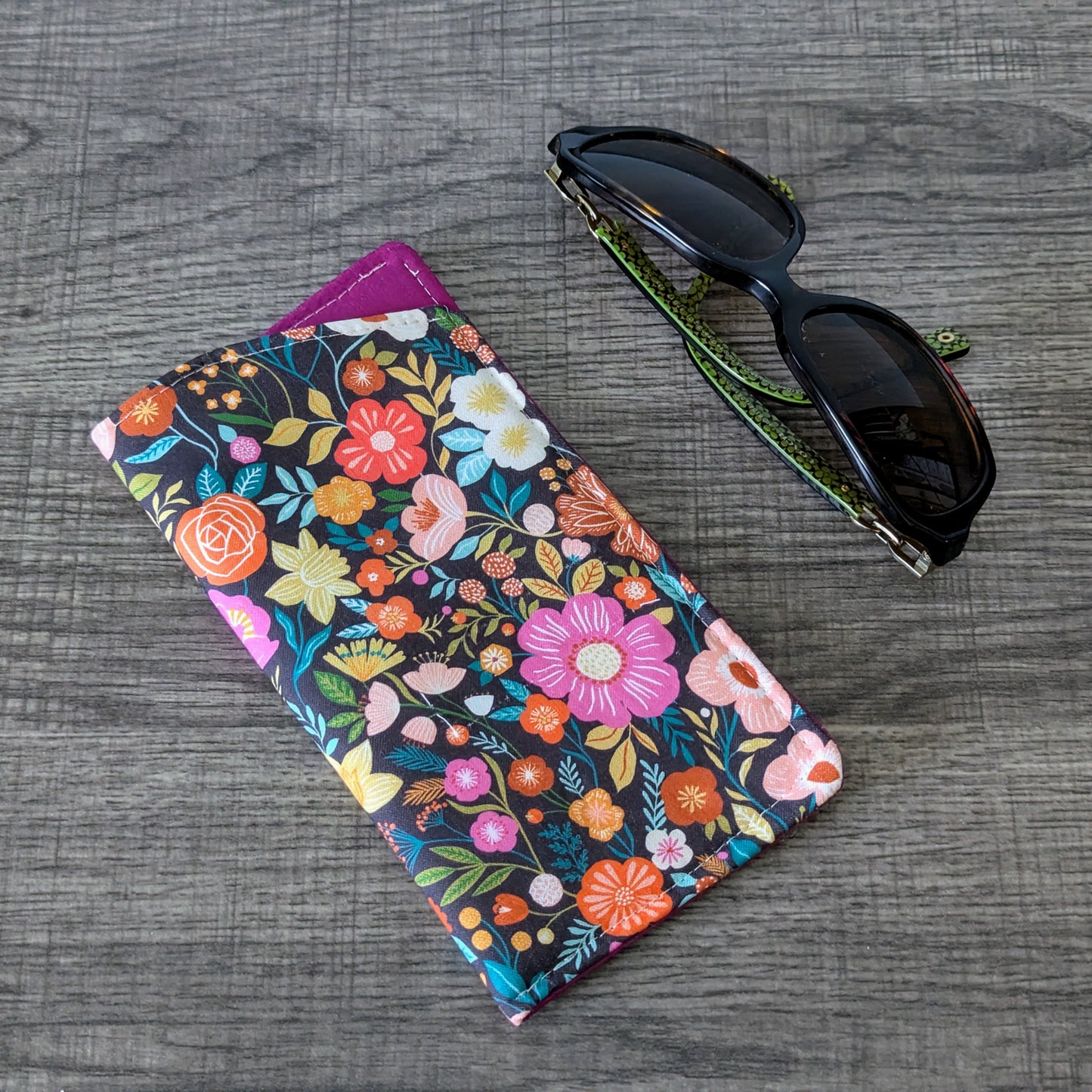 Bright Floral Eyeglass Pouch