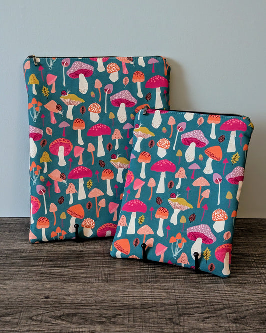 Mushroom Cotton Book & E-Reader Sleeve