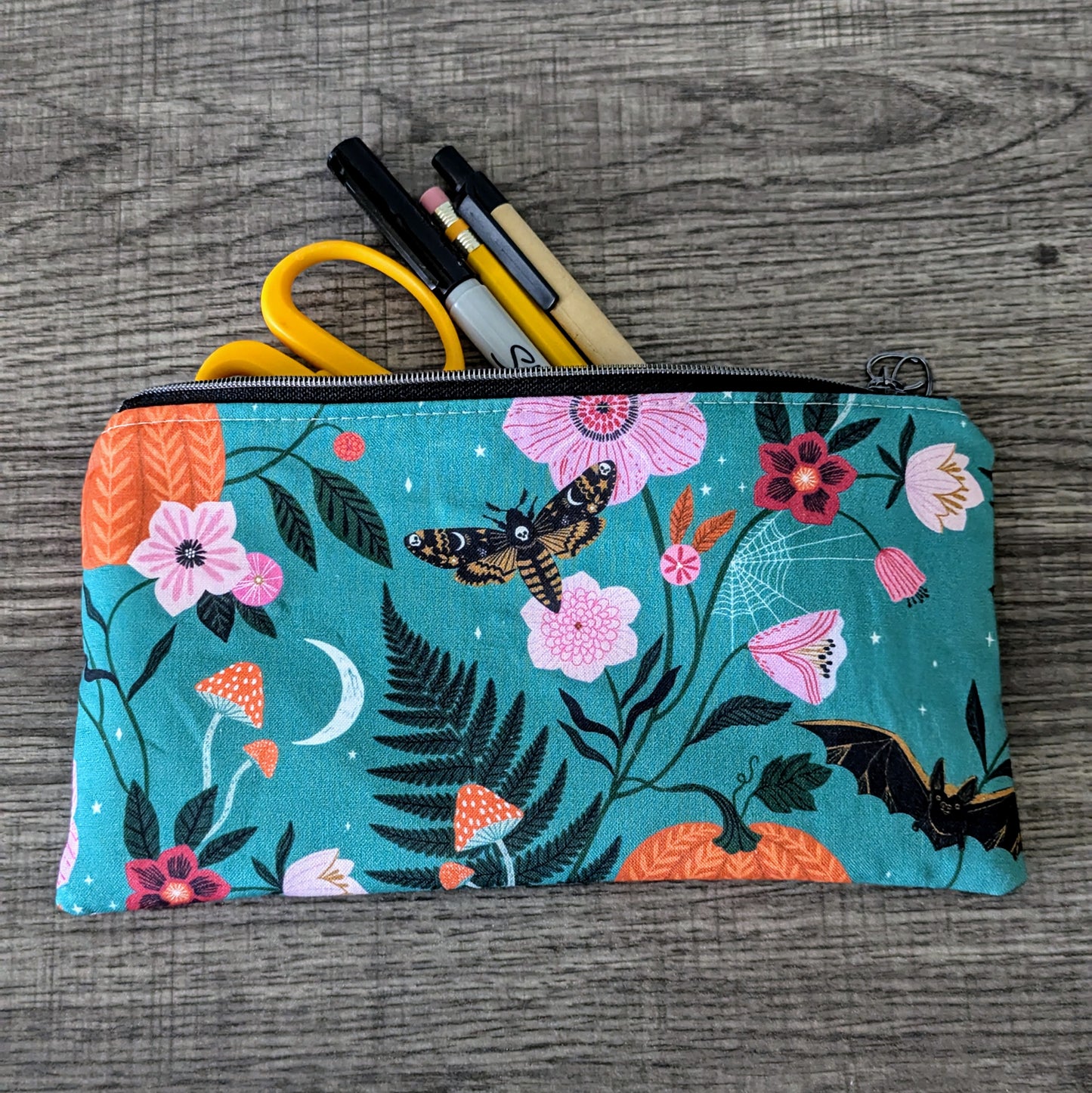 Turquoise Pumpkin Cotton Zipper Pouch